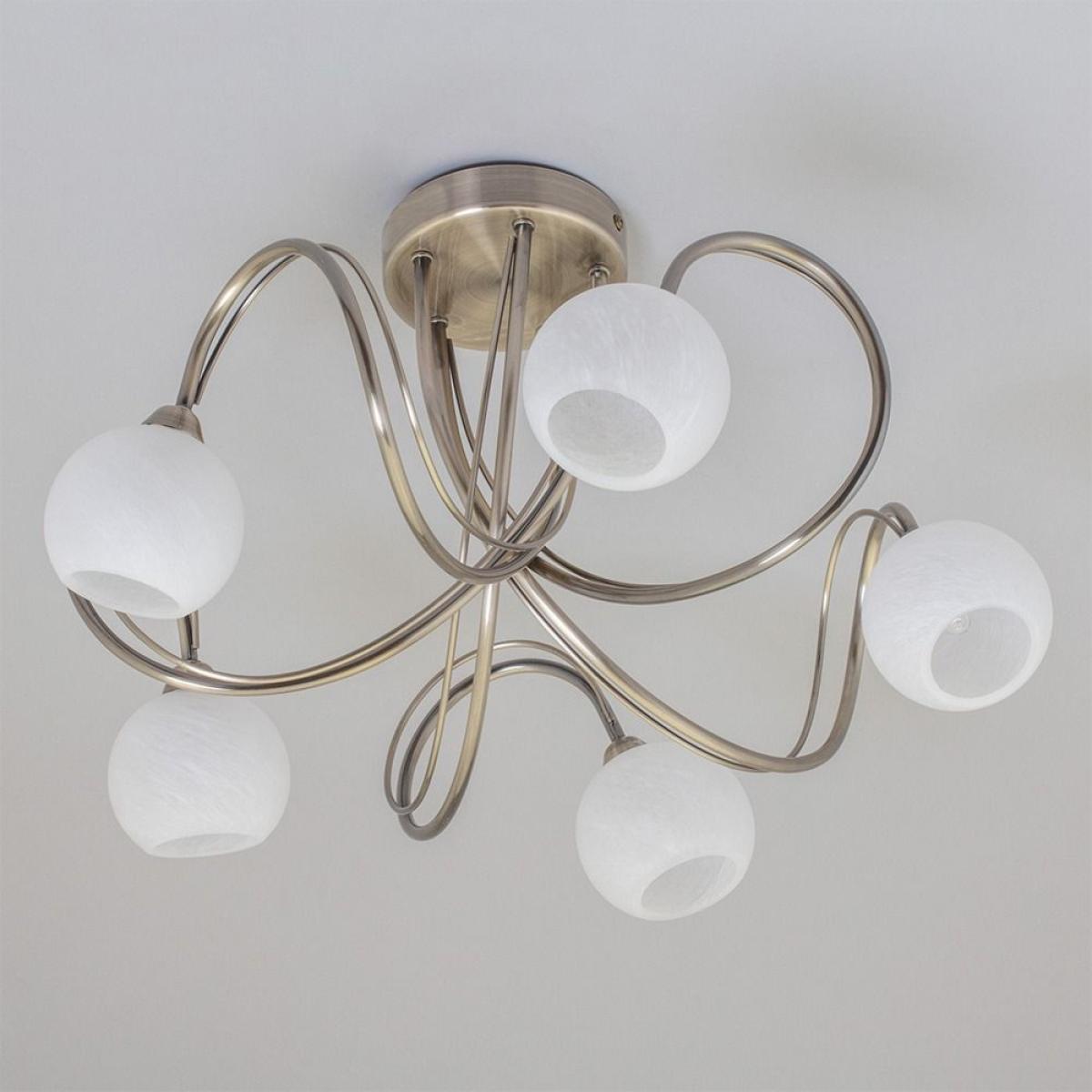 Soni Large Flush Ceiling Light, Antique Brass – image 4