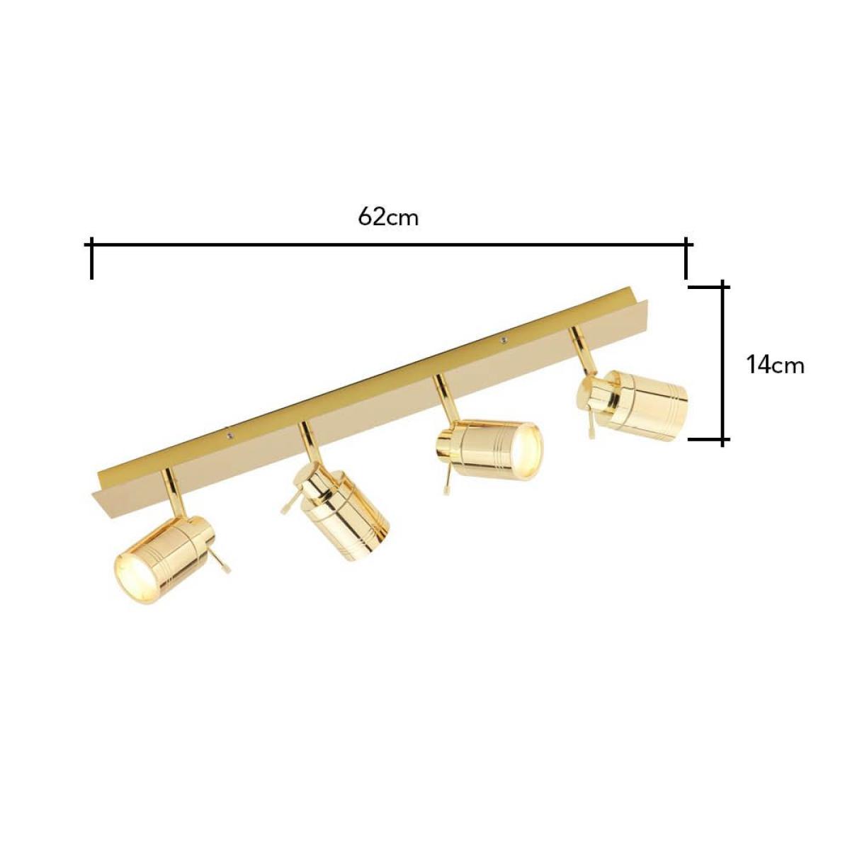 Hector Bathroom Ceiling Spotlight Bar, Brass – image 7