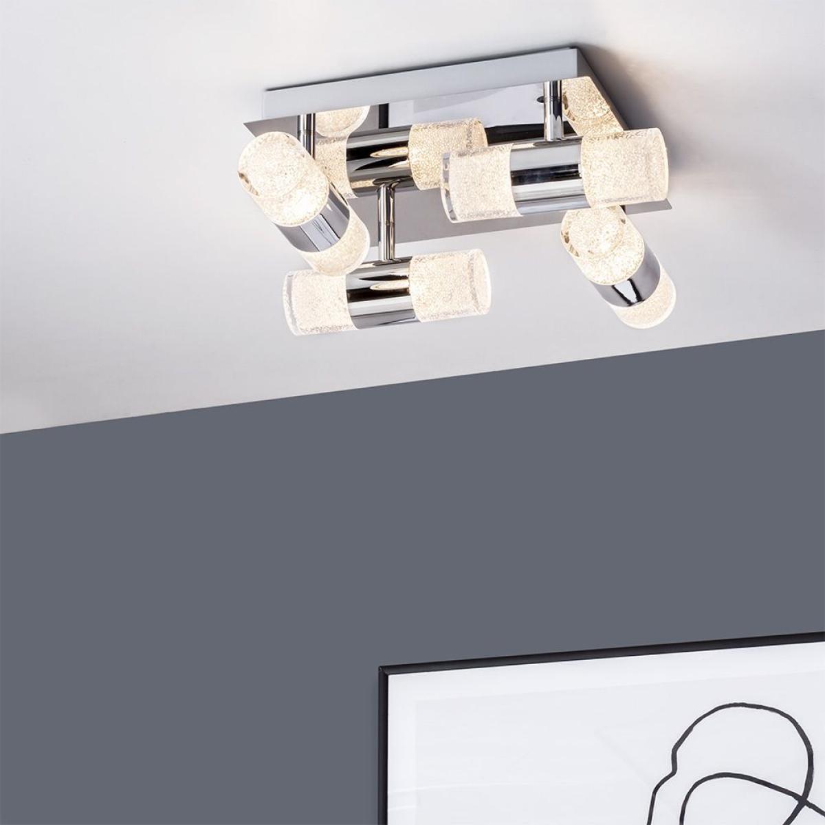 Skyla Crackle LED Bathroom Semi-Flush Light, Chrome – image 2