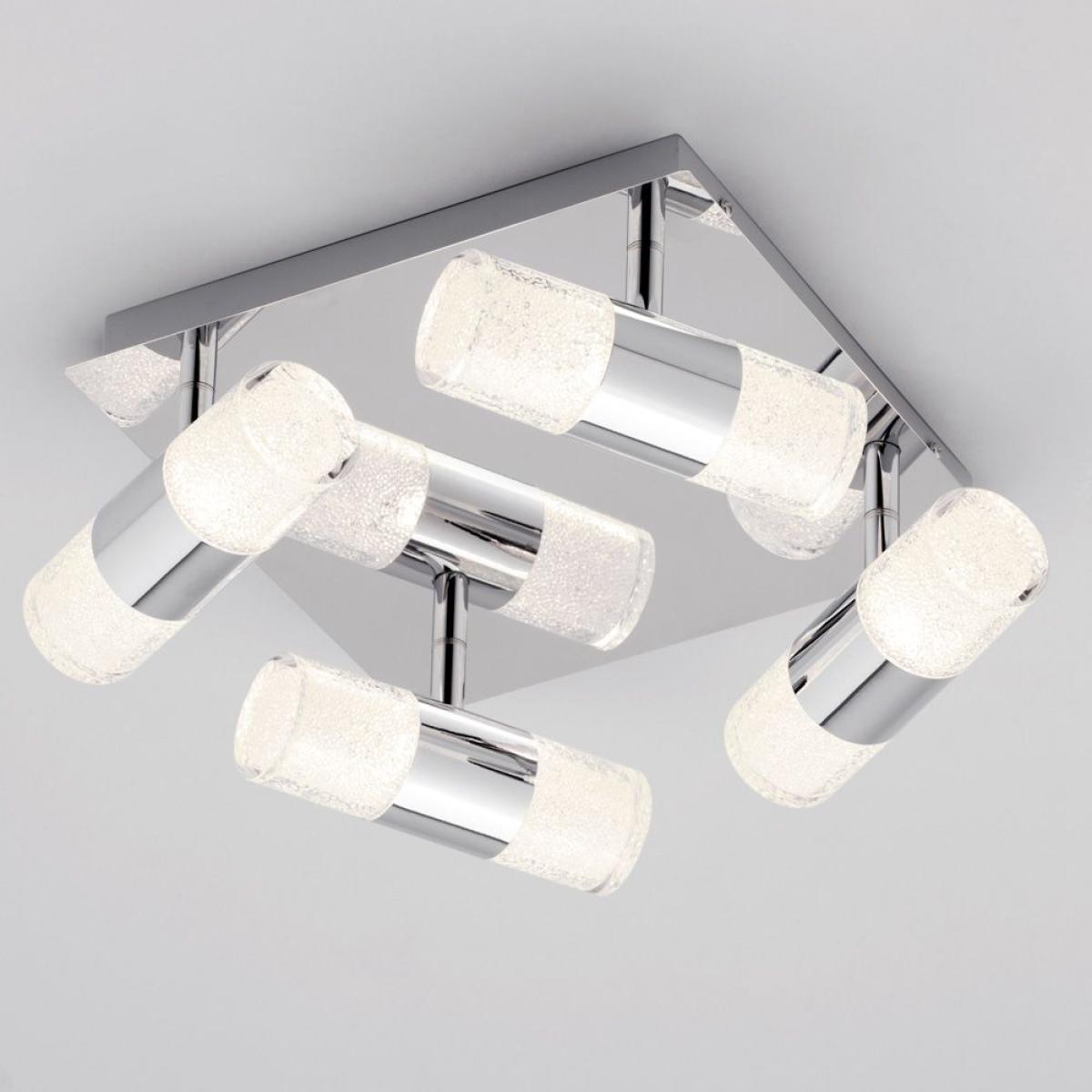 Skyla Crackle LED Bathroom Semi-Flush Light, Chrome – image 3