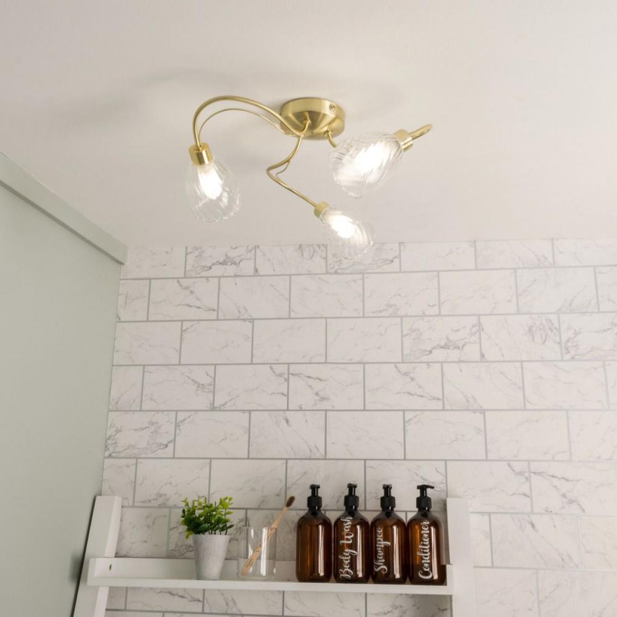 Arya Tangle Bathroom Flush Ceiling Light, Satin Brass – image 2