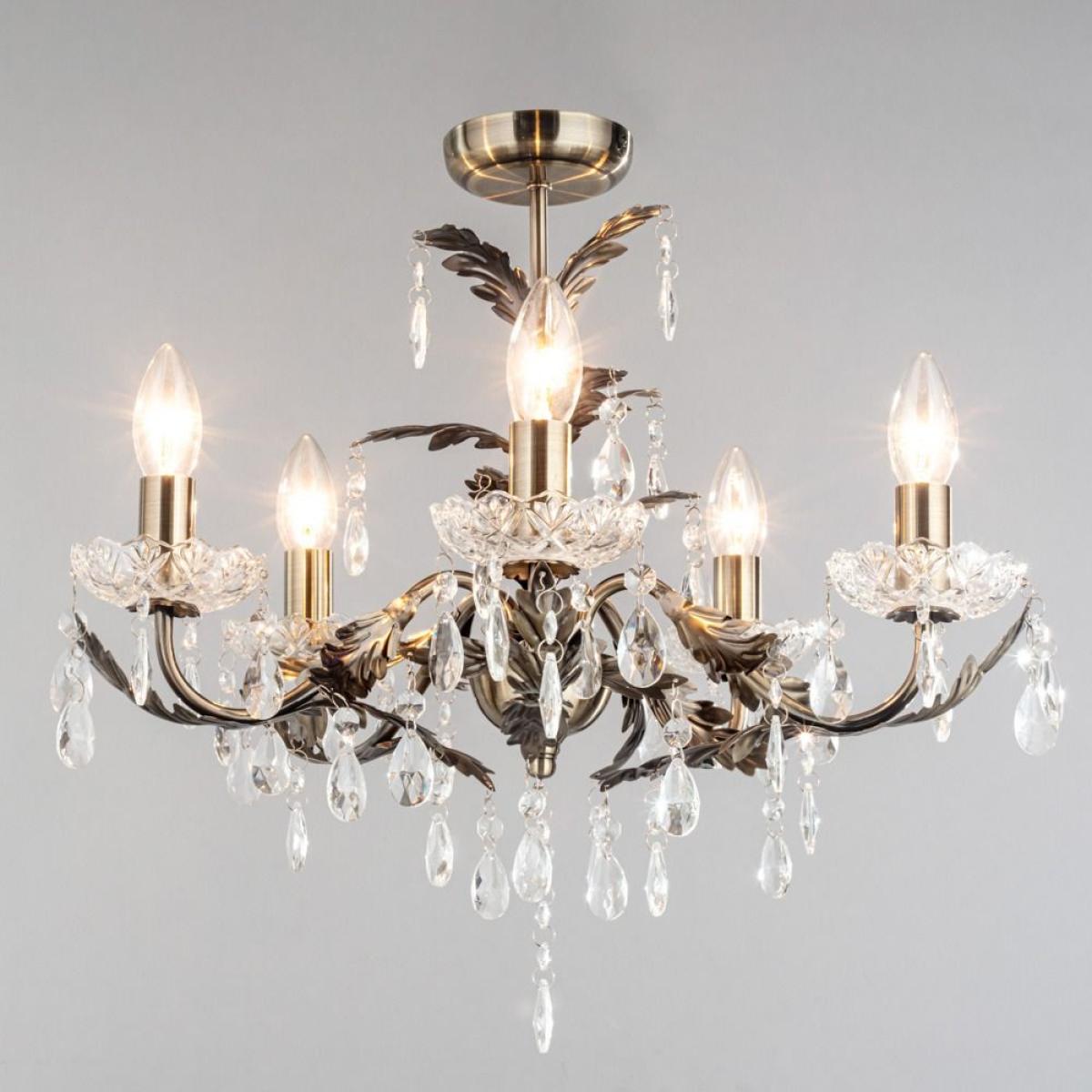 Paisley Flush Chandelier, Antique Brass – image 3