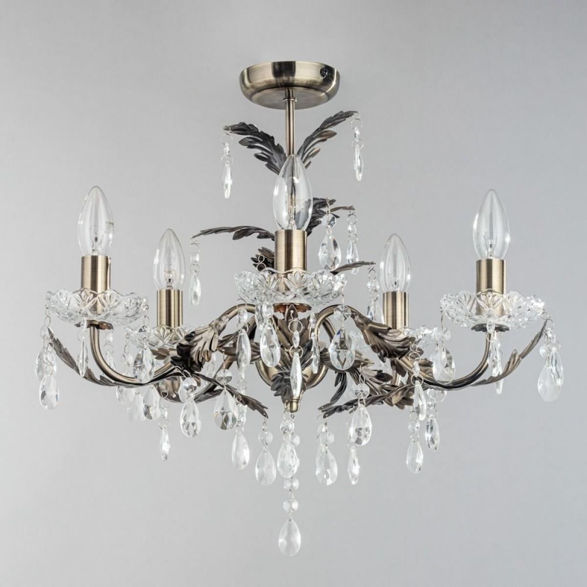 Paisley Flush Chandelier, Antique Brass – image 4