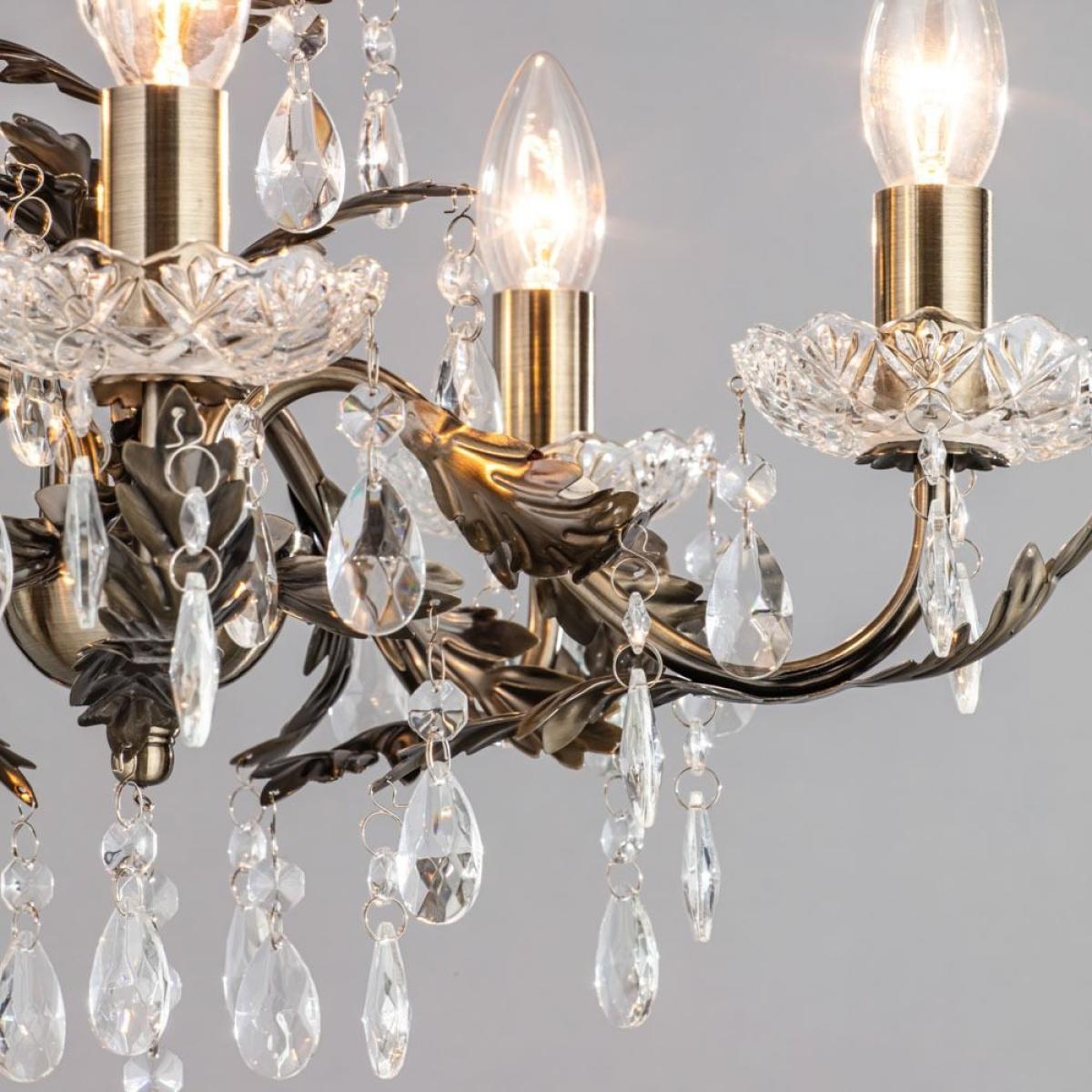 Paisley Flush Chandelier, Antique Brass – image 5