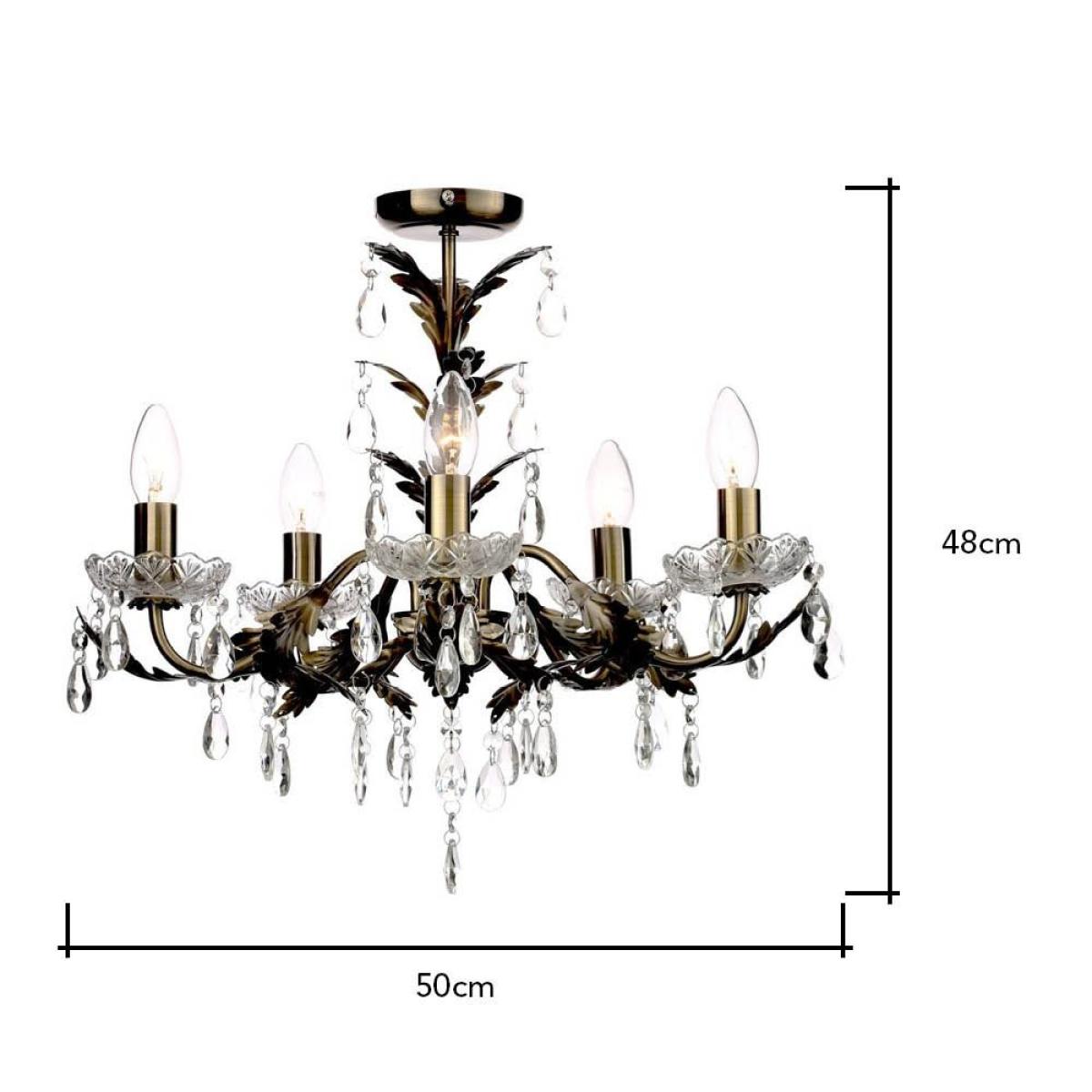 Paisley Flush Chandelier, Antique Brass – image 6