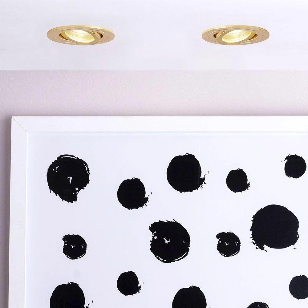 Fion Circular IP65 Tiltable Downlight, Satin Brass – image 2