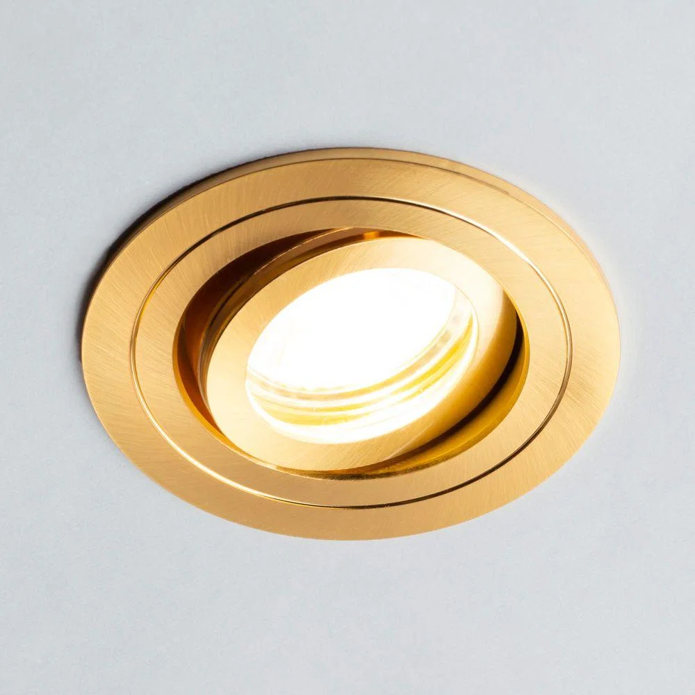 Fion Circular IP65 Tiltable Downlight, Satin Brass – image 3