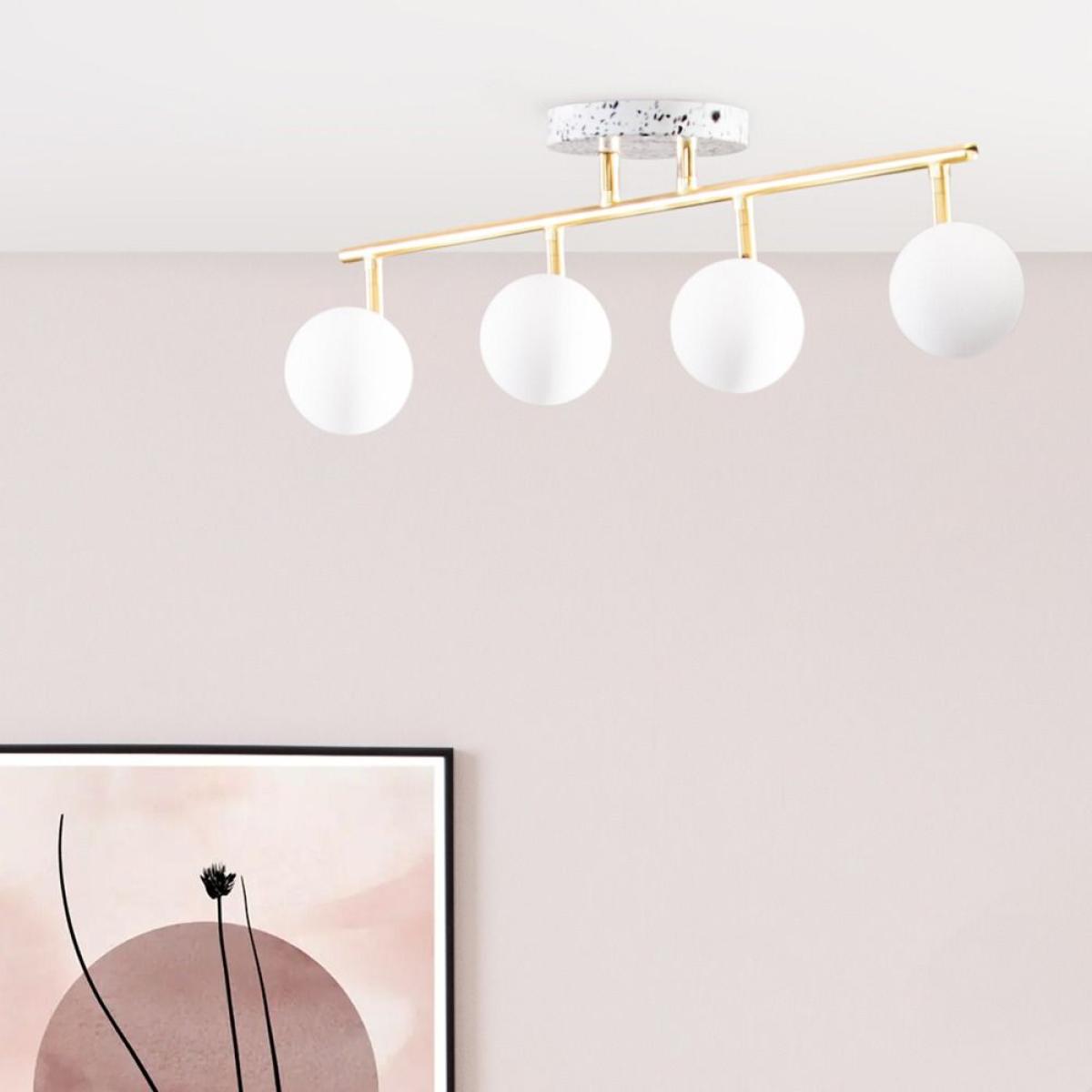 Lott Terrazzo Opal Ball 4 Light Spotlight Bar, Satin Brass – image 2