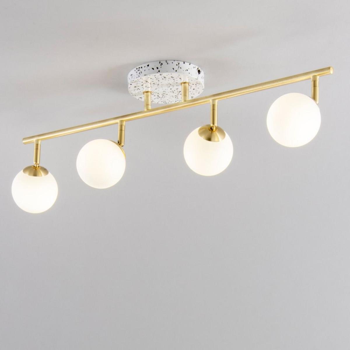 Lott Terrazzo Opal Ball 4 Light Spotlight Bar, Satin Brass – image 3