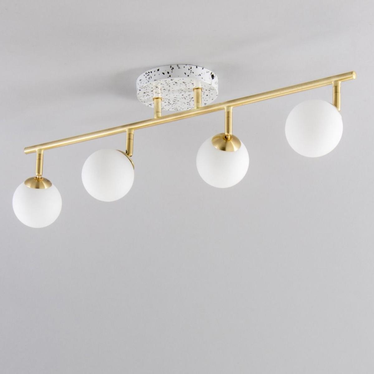 Lott Terrazzo Opal Ball 4 Light Spotlight Bar, Satin Brass – image 4