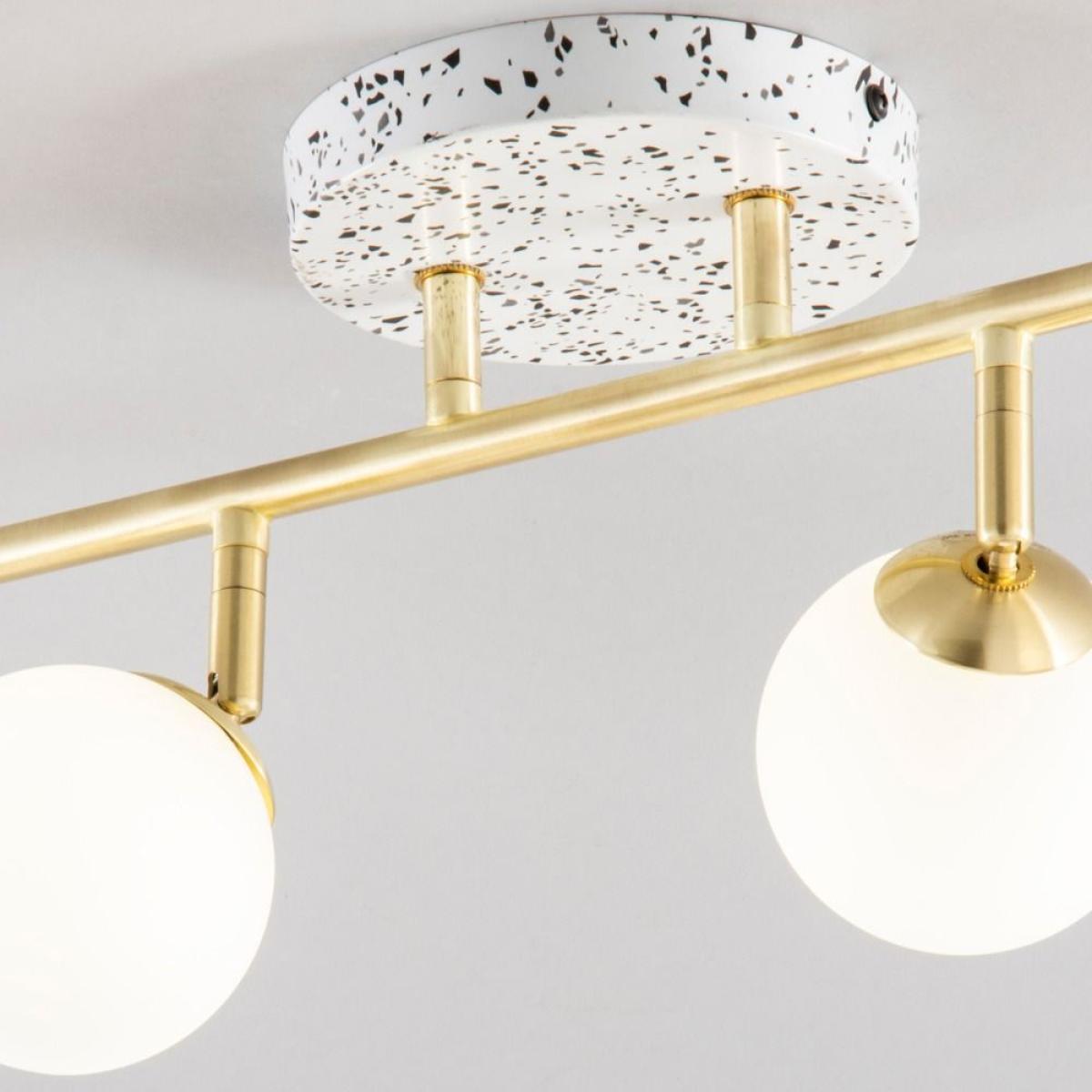 Lott Terrazzo Opal Ball 4 Light Spotlight Bar, Satin Brass – image 5