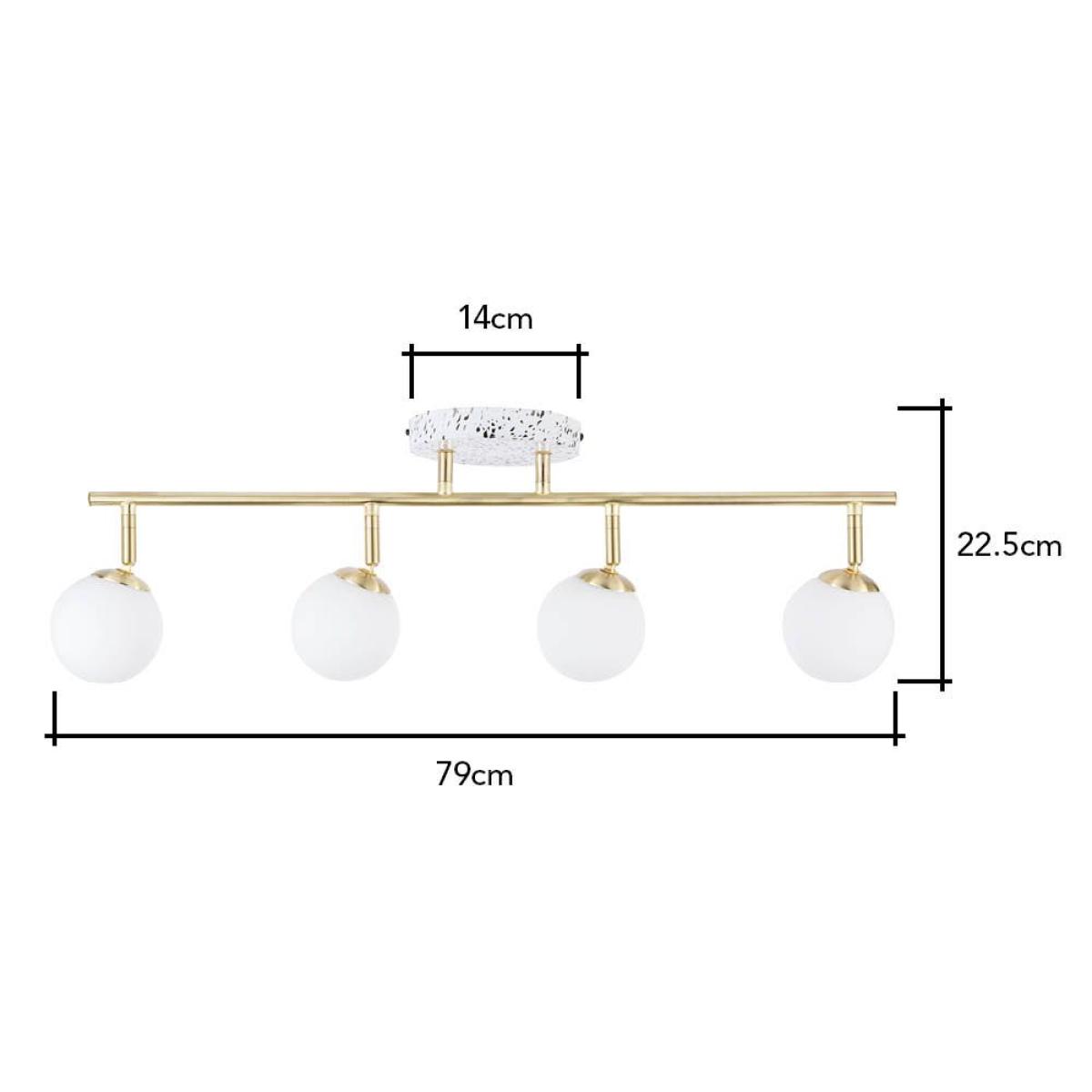 Lott Terrazzo Opal Ball 4 Light Spotlight Bar, Satin Brass – image 7