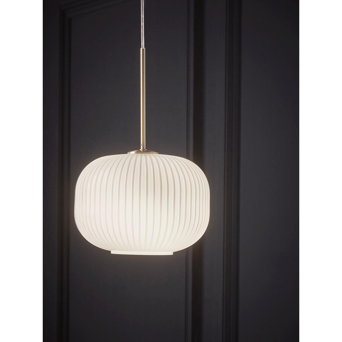 Fluted Milky Glass Pendant - Squoval – image 2