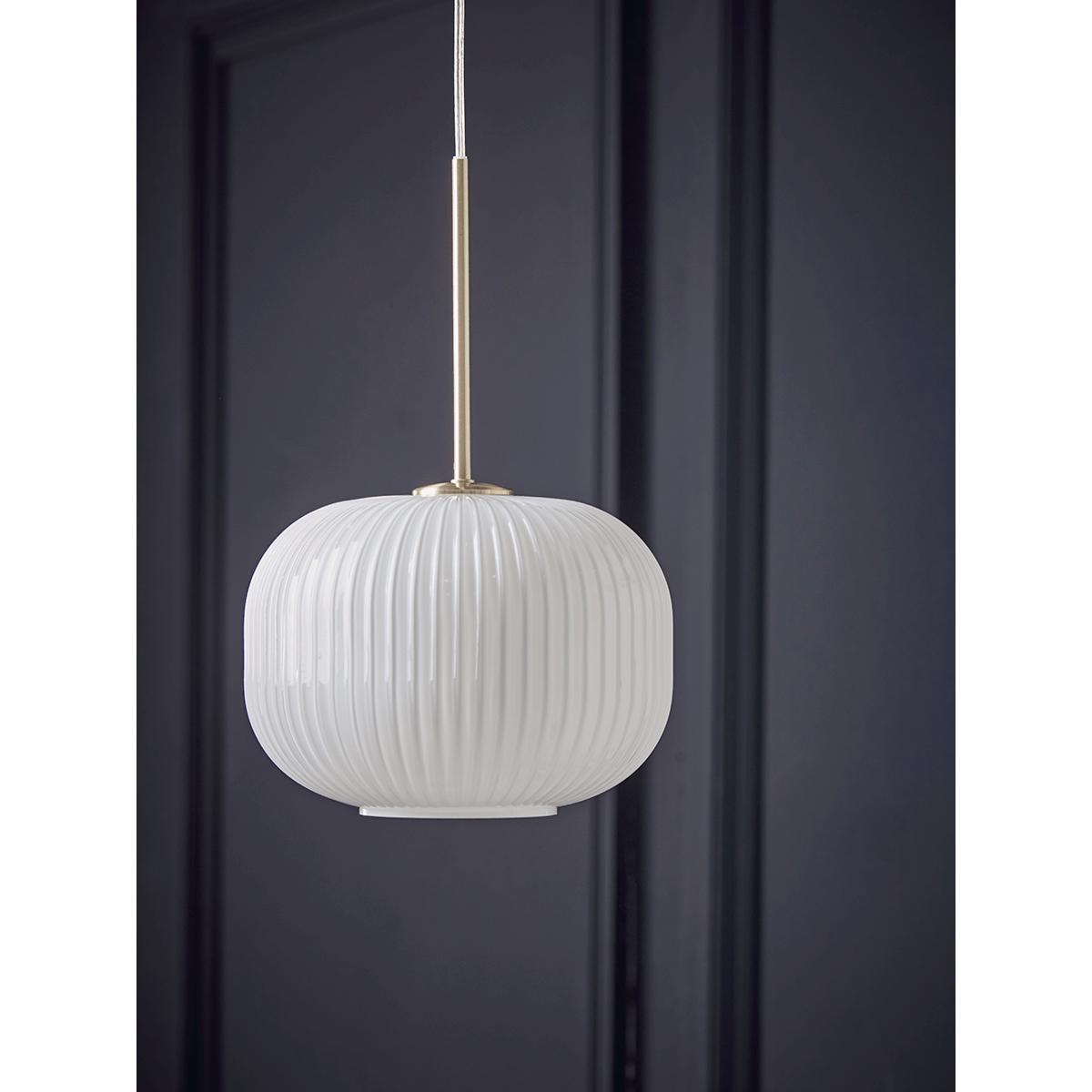 Fluted Milky Glass Pendant - Squoval – image 1