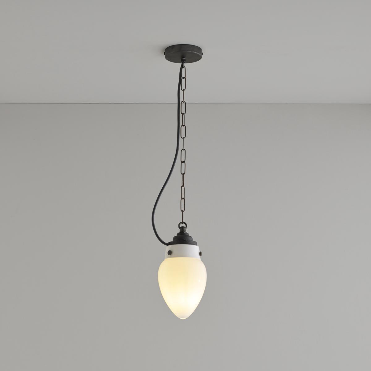 Pine Pendant Light in Opal & Weathered Brass 18.5cm – image 4