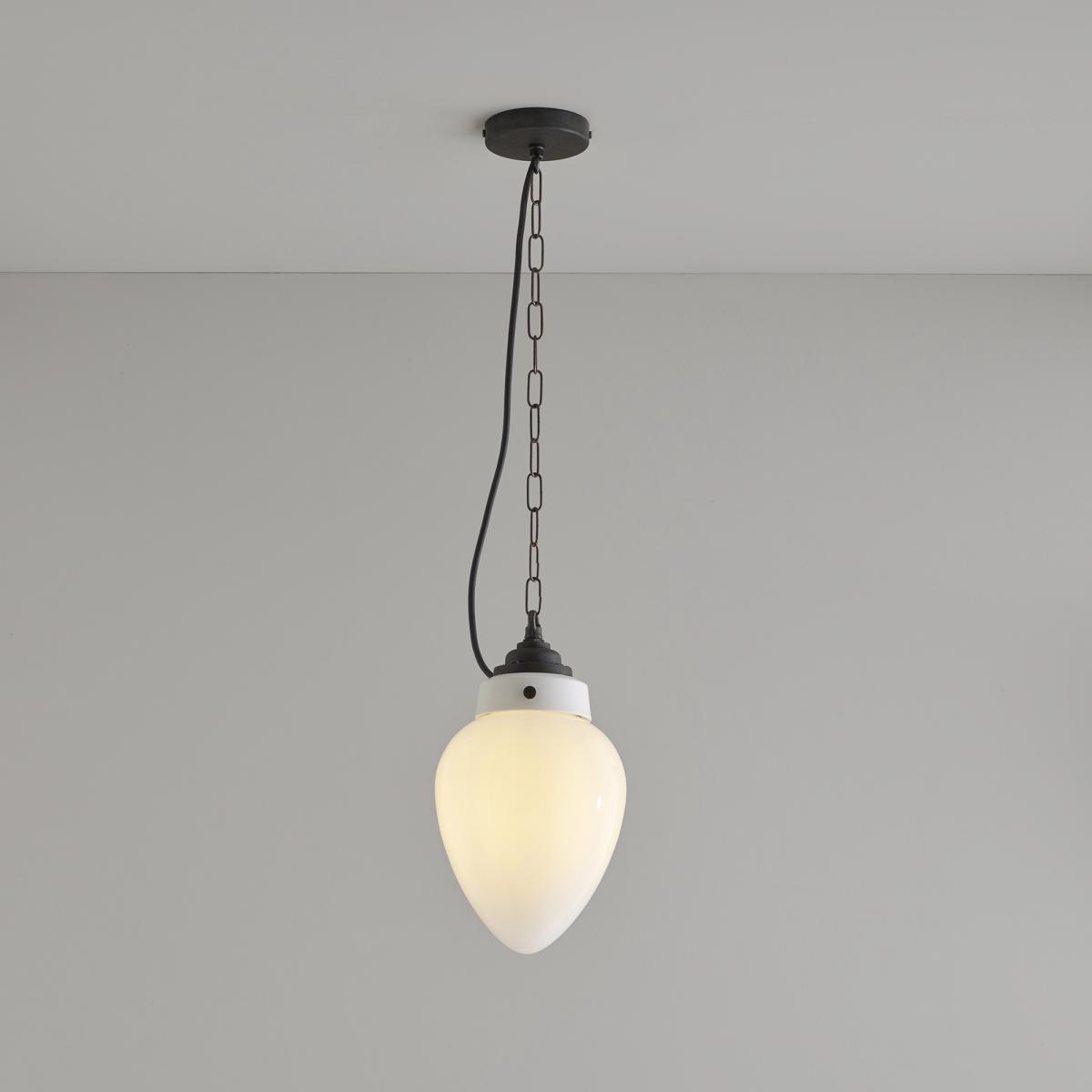 Pine Pendant Light in Opal & Weathered Brass 18.5cm – image 5