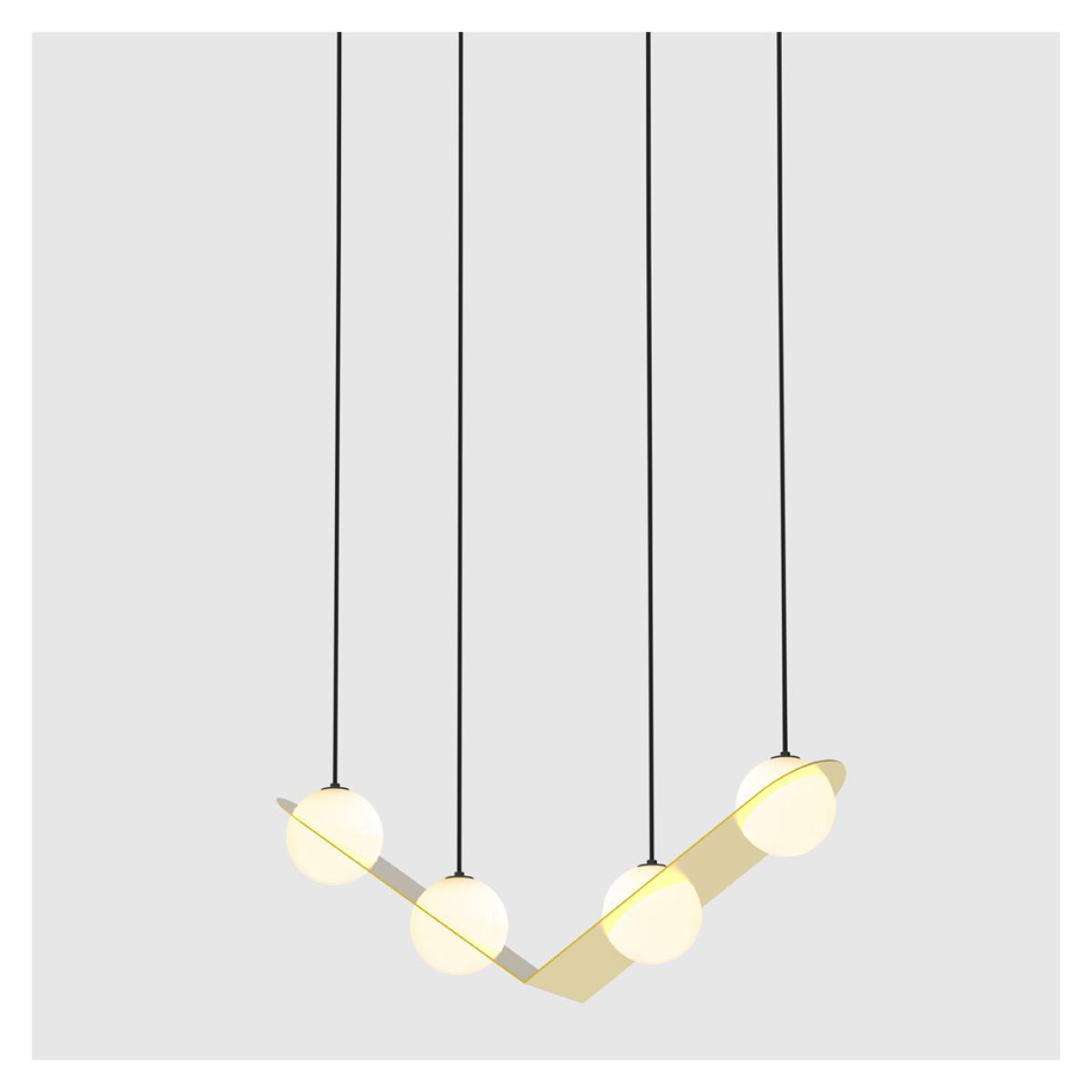Laurent 02 Suspension Light Black Frame Black Cables 4 Spheres – image 3