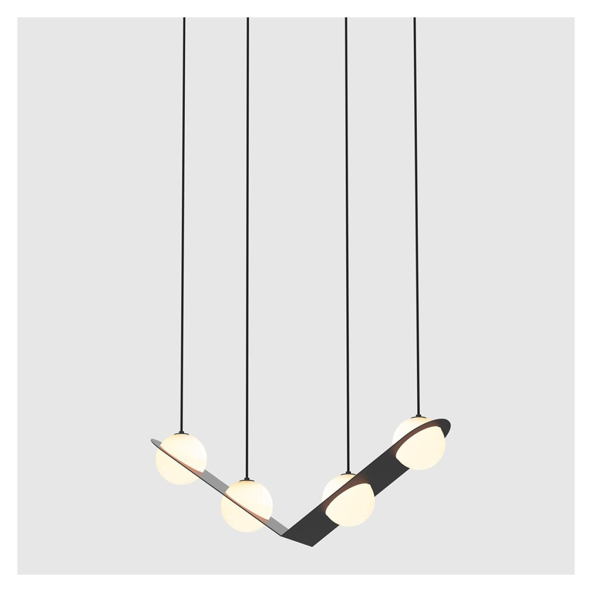 Laurent 02 Suspension Light Black Frame Black Cables 4 Spheres – image 1