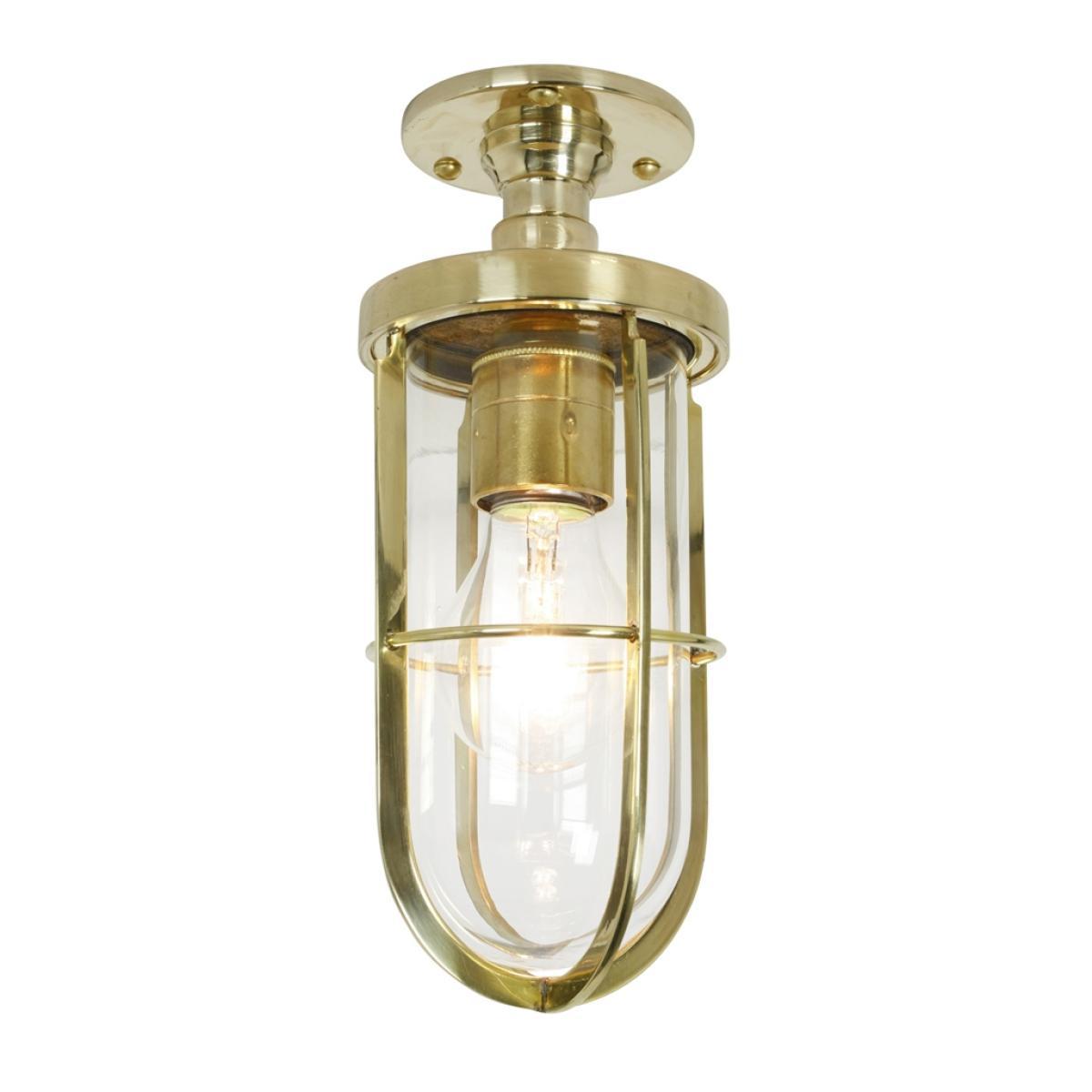 Weatherproof Ship's Ceiling Light Weathered Brass & Clear Glass – image 2