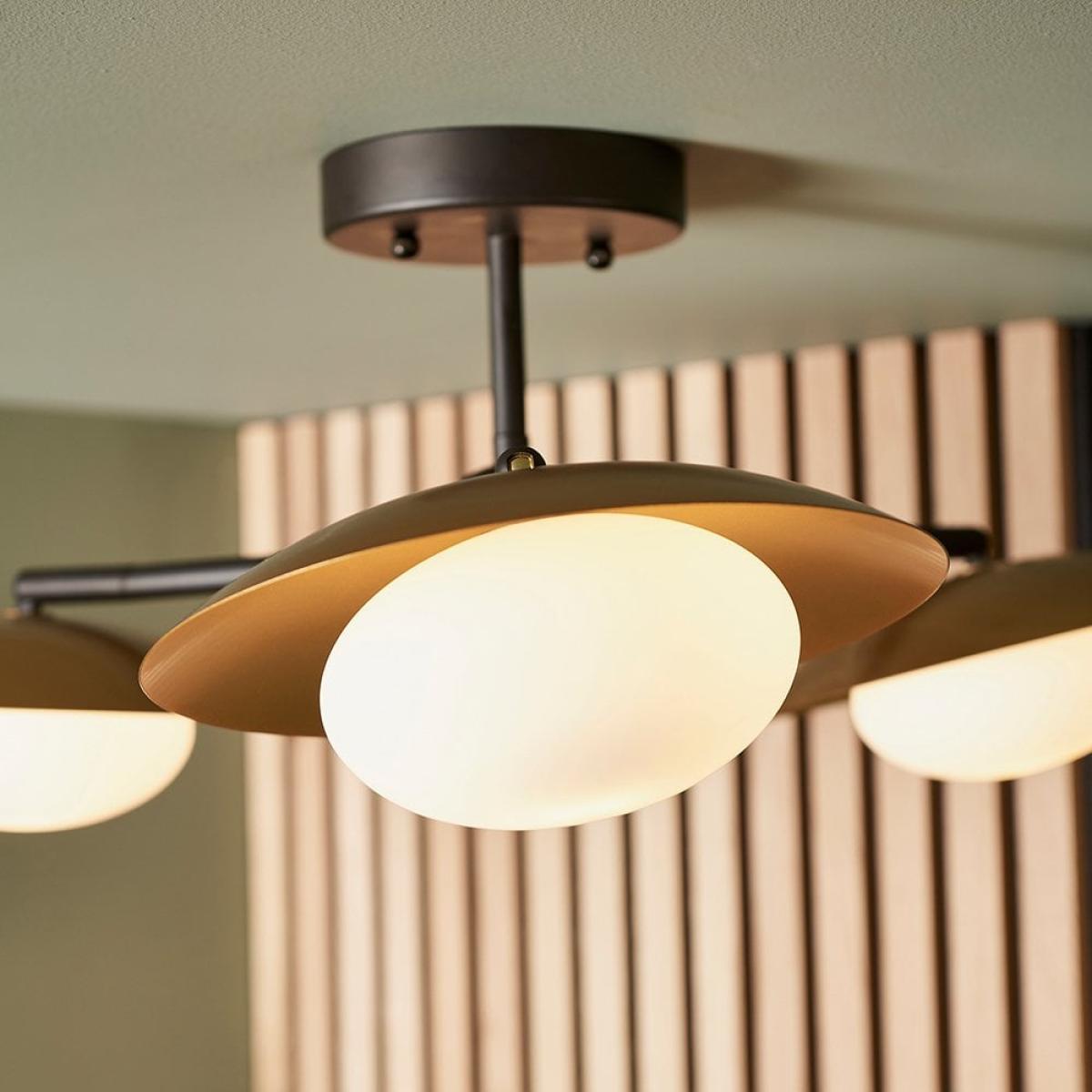 Temuka Flush Ceiling Light, Black & Brass – image 3