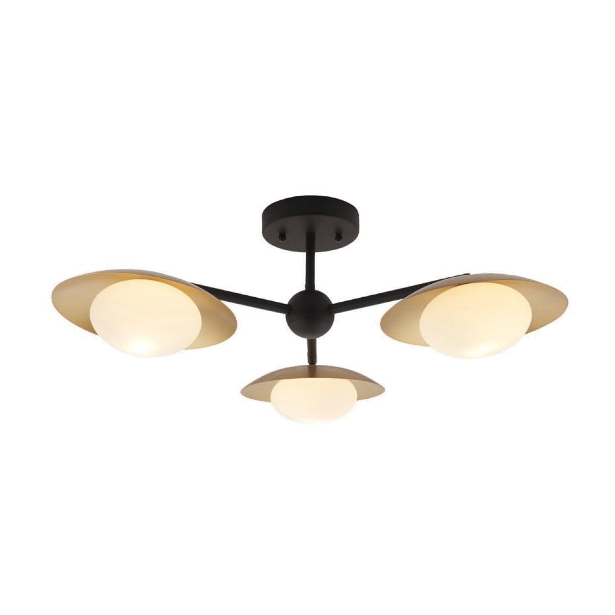 Temuka Flush Ceiling Light, Black & Brass – image 1