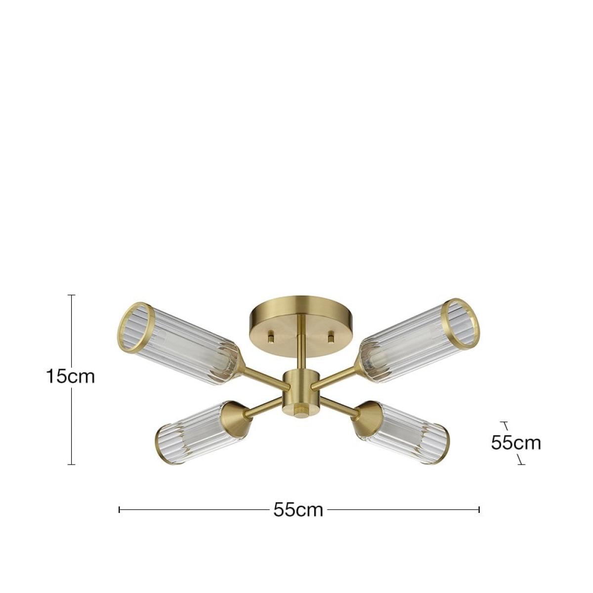 Aster Ribbed Glass Ceiling Light, Brass – image 6