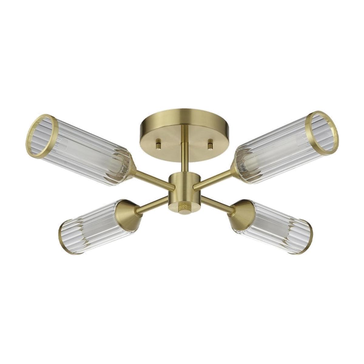 Aster Ribbed Glass Ceiling Light, Brass – image 1