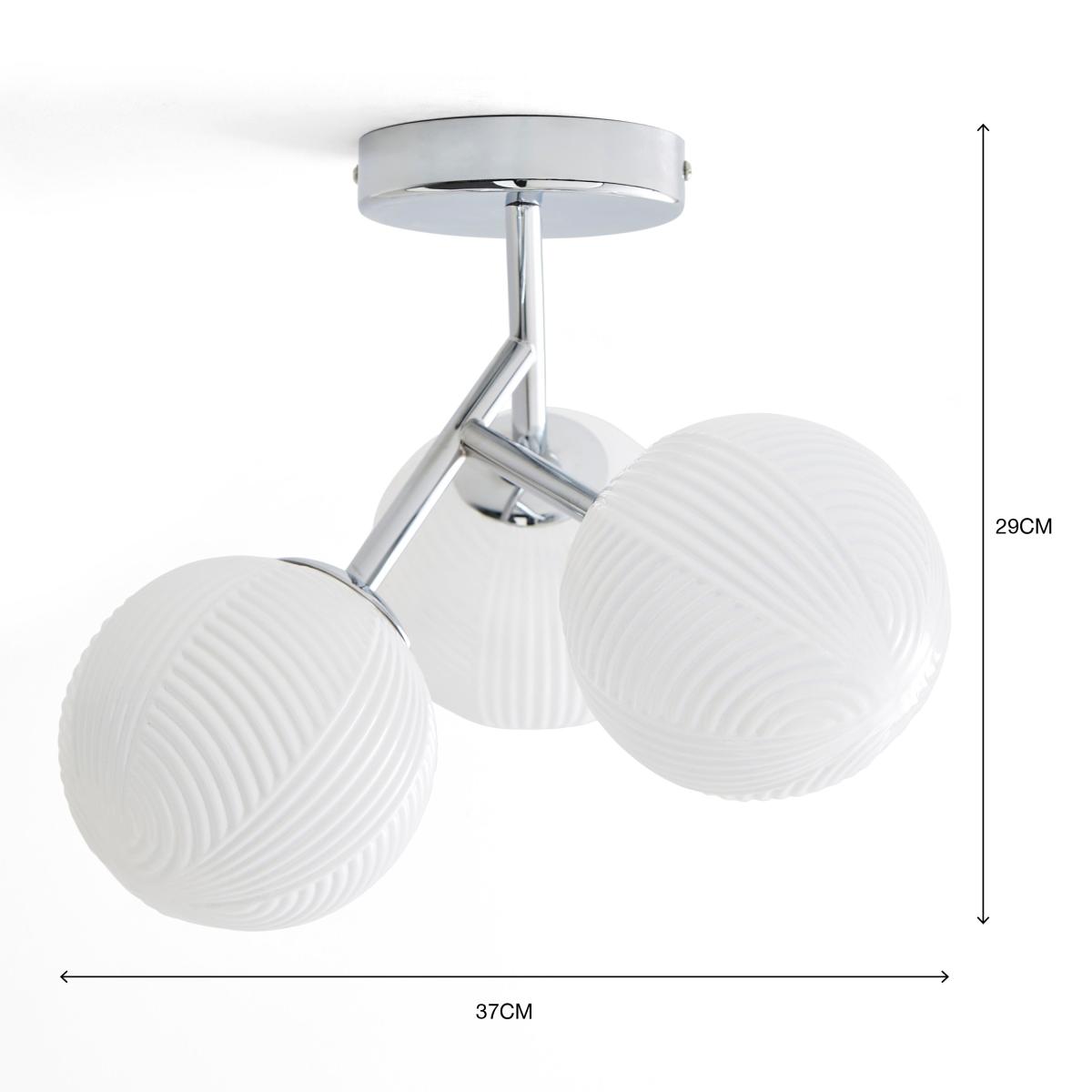 Cohen 3 Light Semi Flush Ceiling Fitting Raffia Opal – image 3