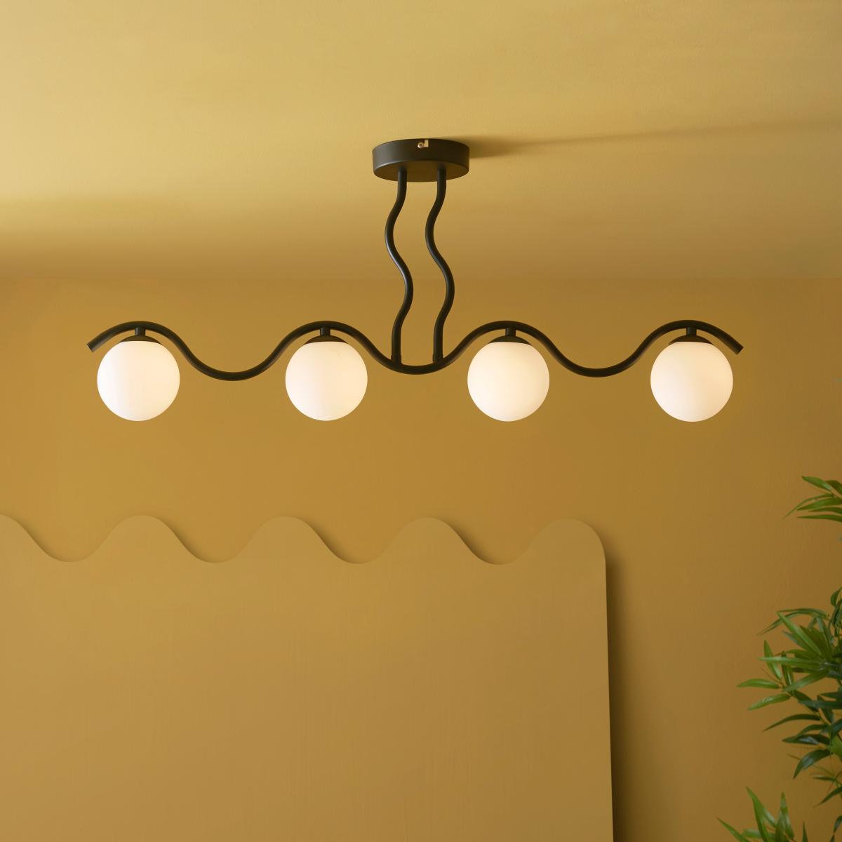 Wiggle 4 Light Dimmable Semi Flush Ceiling Fitting Black – image 2