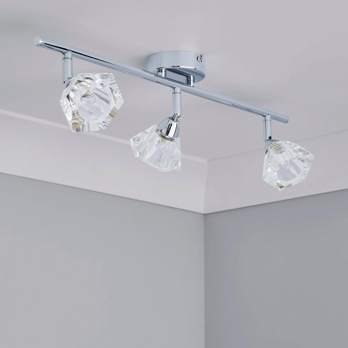 Khobi 3 Light Glass Spotlight Bar Silver – image 2