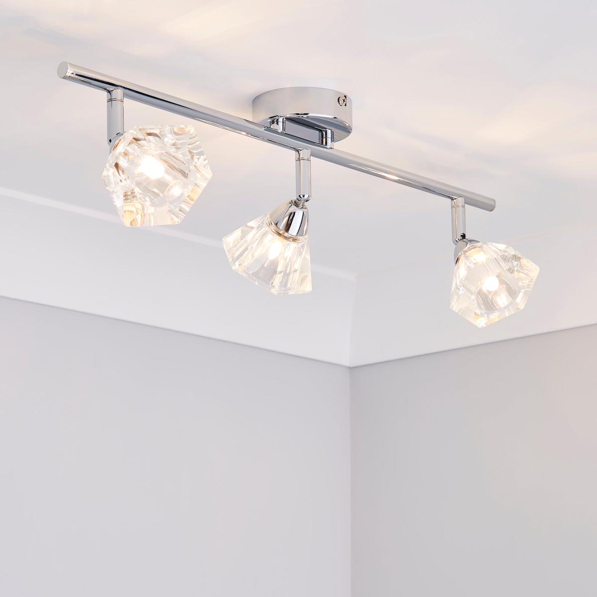 Khobi 3 Light Glass Spotlight Bar Silver – image 1