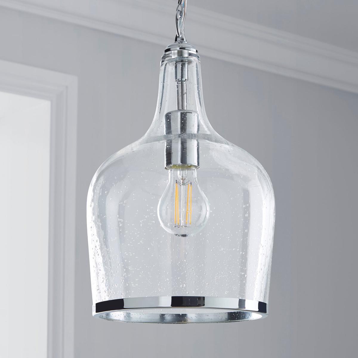 Lenny 1 Light Pendant Glass Ceiling Fitting Silver – image 2
