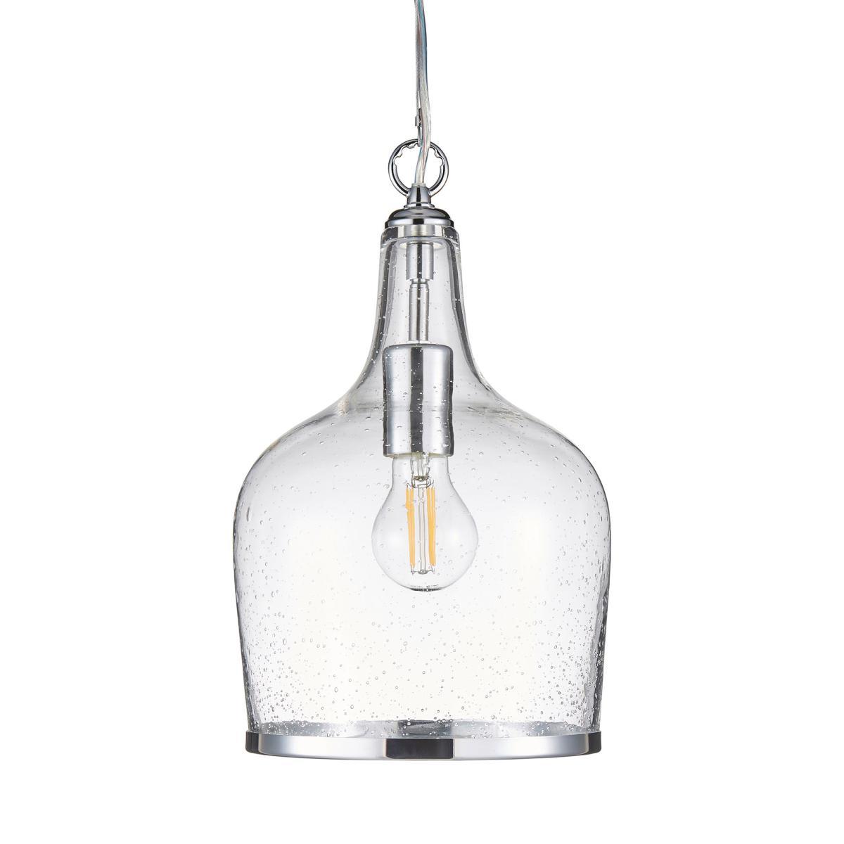 Lenny 1 Light Pendant Glass Ceiling Fitting Silver – image 5