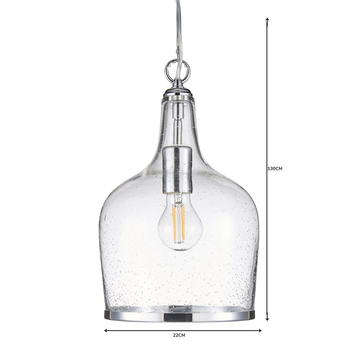 Lenny 1 Light Pendant Glass Ceiling Fitting Silver – image 6