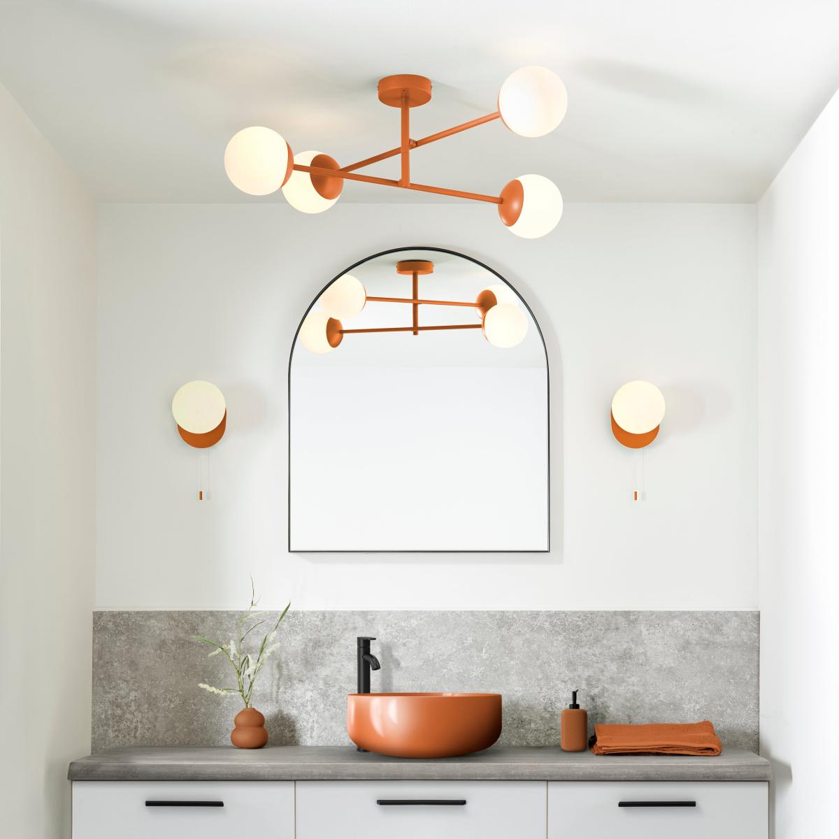 Tela 4 Light Semi Flush Bathroom Ceiling Light Orange – image 5