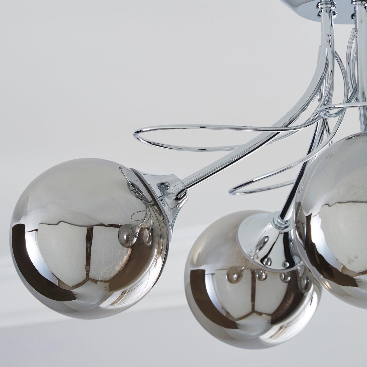 Mateo 5 Light Glass Chrome Semi-Flush Ceiling Fitting Smoke – image 3
