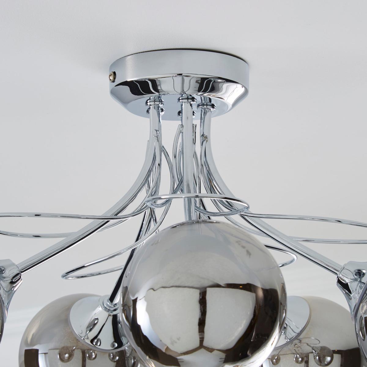 Mateo 5 Light Glass Chrome Semi-Flush Ceiling Fitting Smoke – image 4