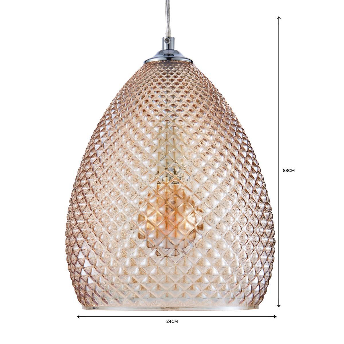 Kareli 1 Light Pendant Champagne Ceiling Fitting Champagne – image 4