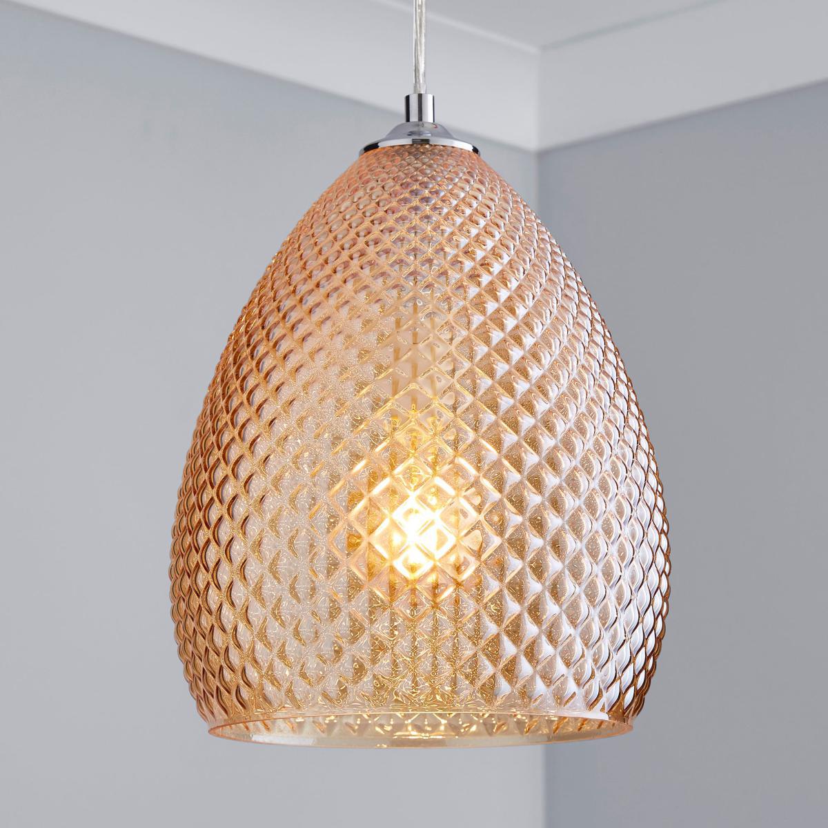 Kareli 1 Light Pendant Champagne Ceiling Fitting Champagne – image 1