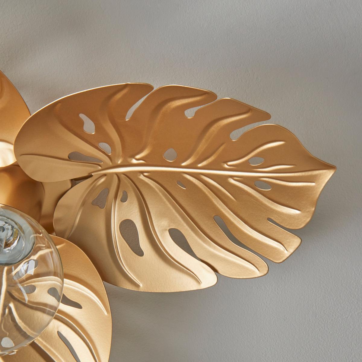 Indi Leaf Bathroom Flush Ceiling Light Gold – image 3