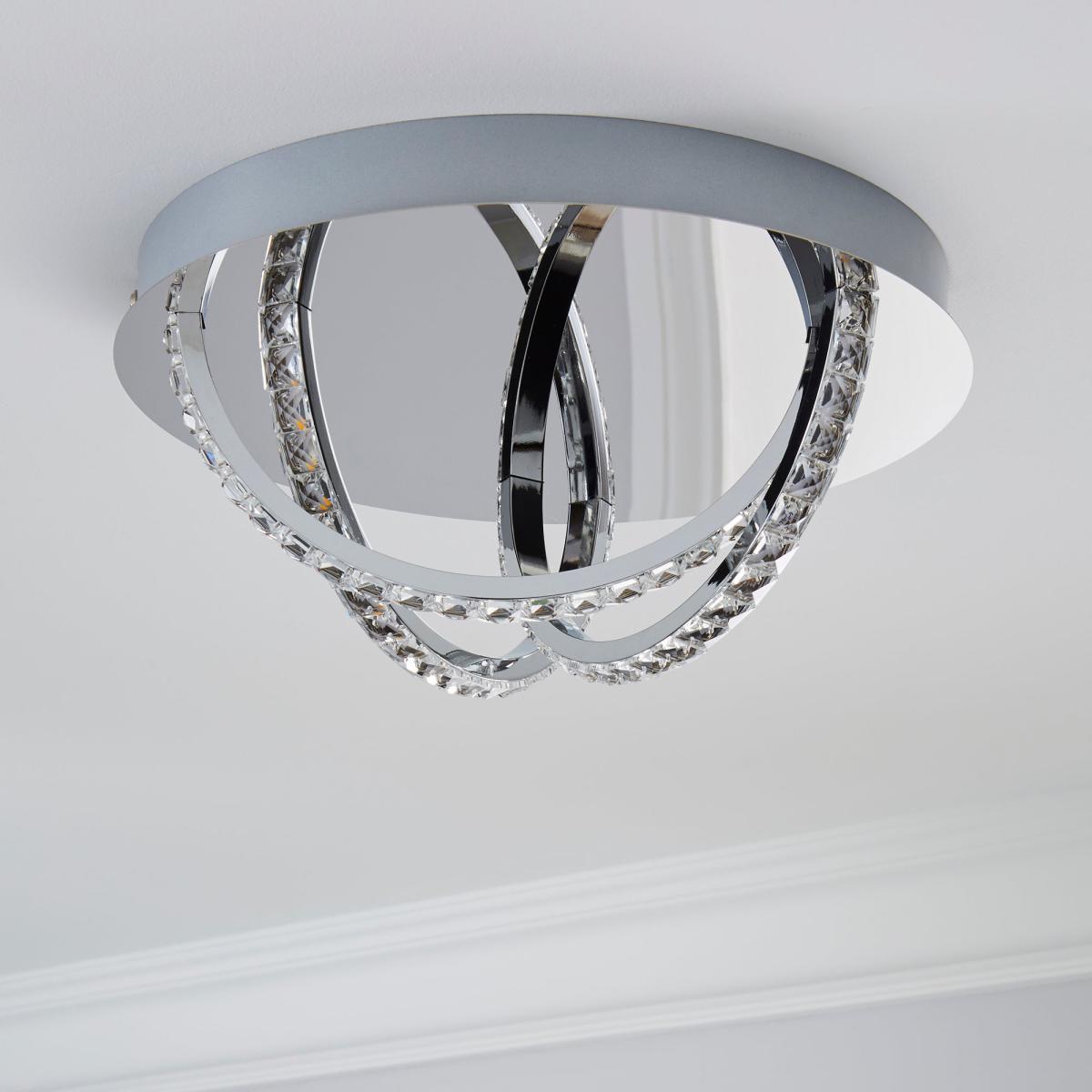 Serena 3 Light Integrated LED Hoops Flush Ceiling Fitting Silver – image 2