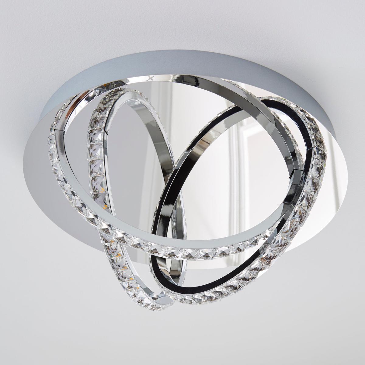 Serena 3 Light Integrated LED Hoops Flush Ceiling Fitting Silver – image 4
