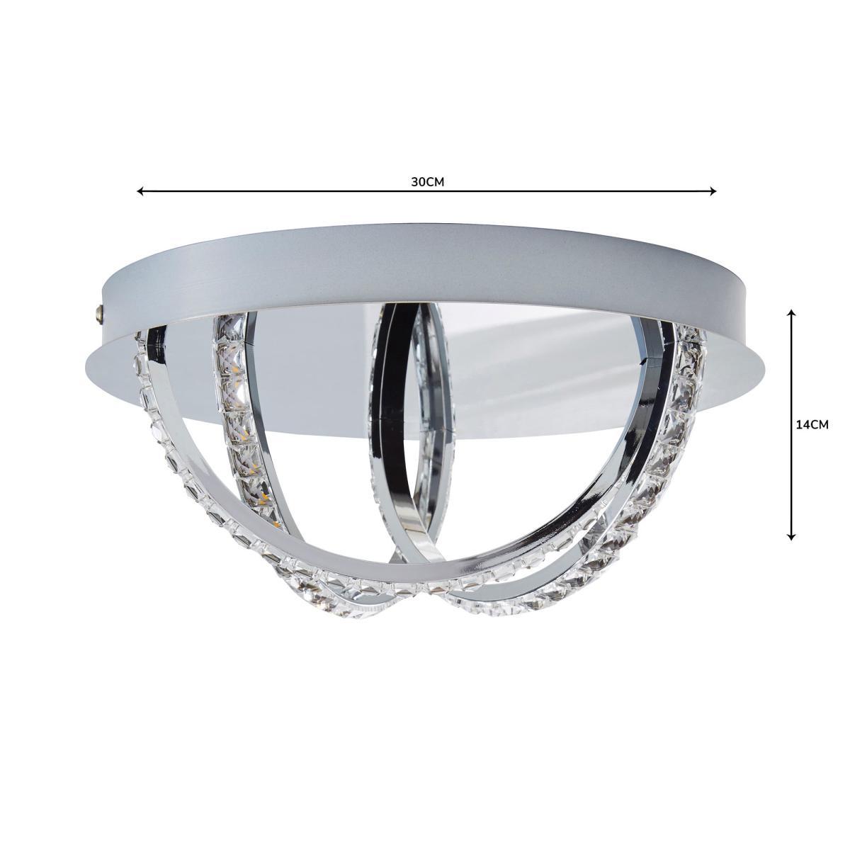 Serena 3 Light Integrated LED Hoops Flush Ceiling Fitting Silver – image 5