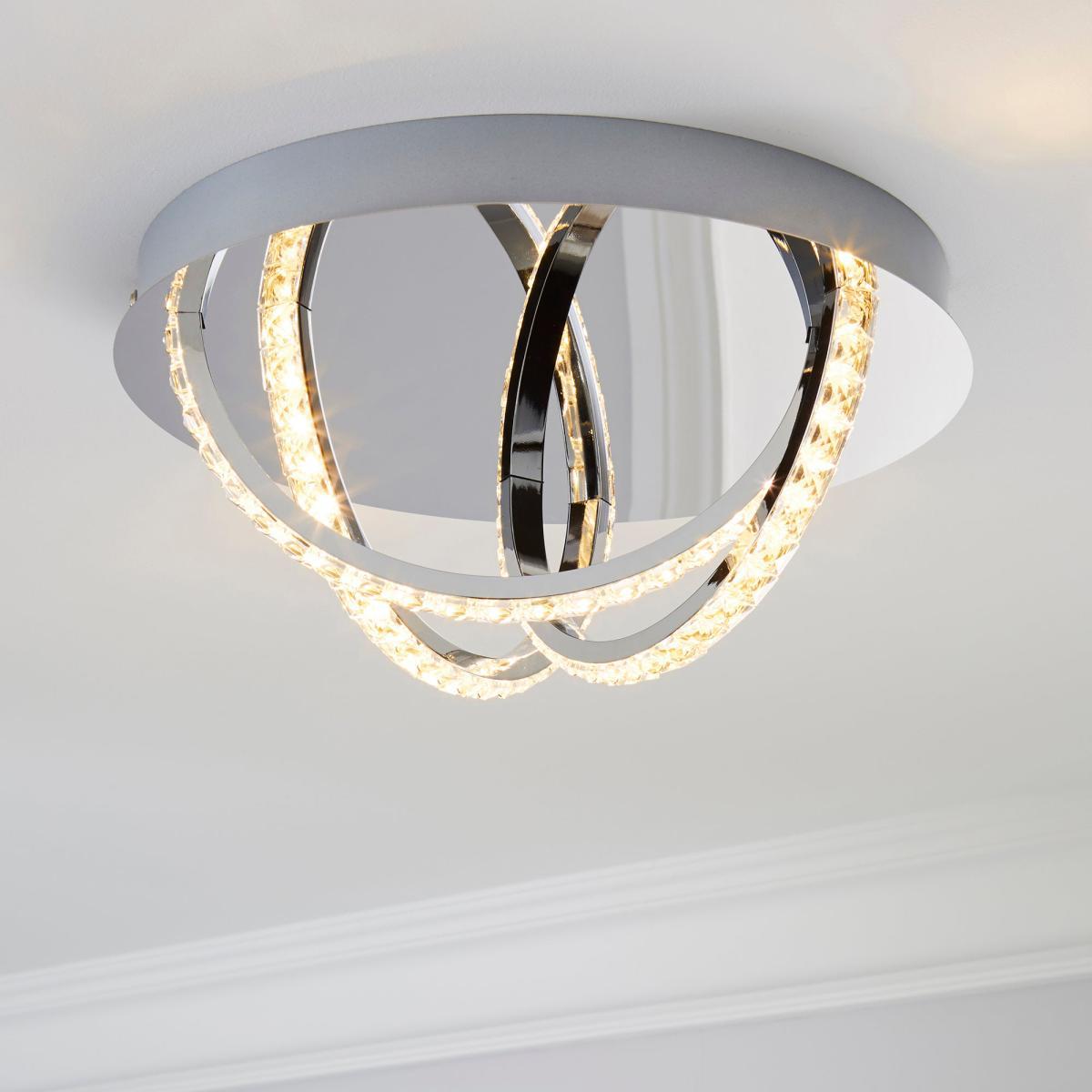 Serena 3 Light Integrated LED Hoops Flush Ceiling Fitting Silver – image 1
