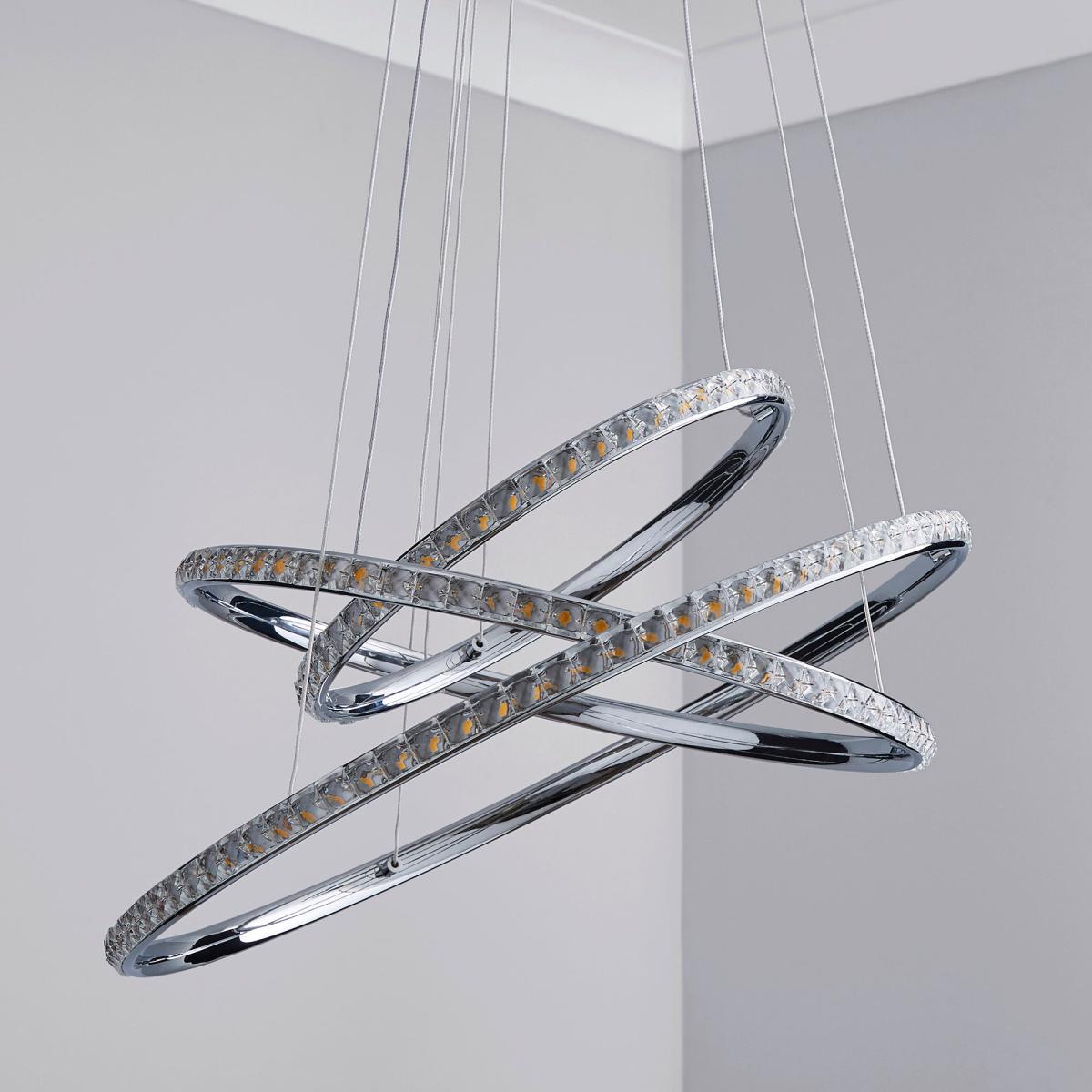 Cali 3 Light Integrated LED Hoop Crystal Ceiling Fitting Chrome – image 2