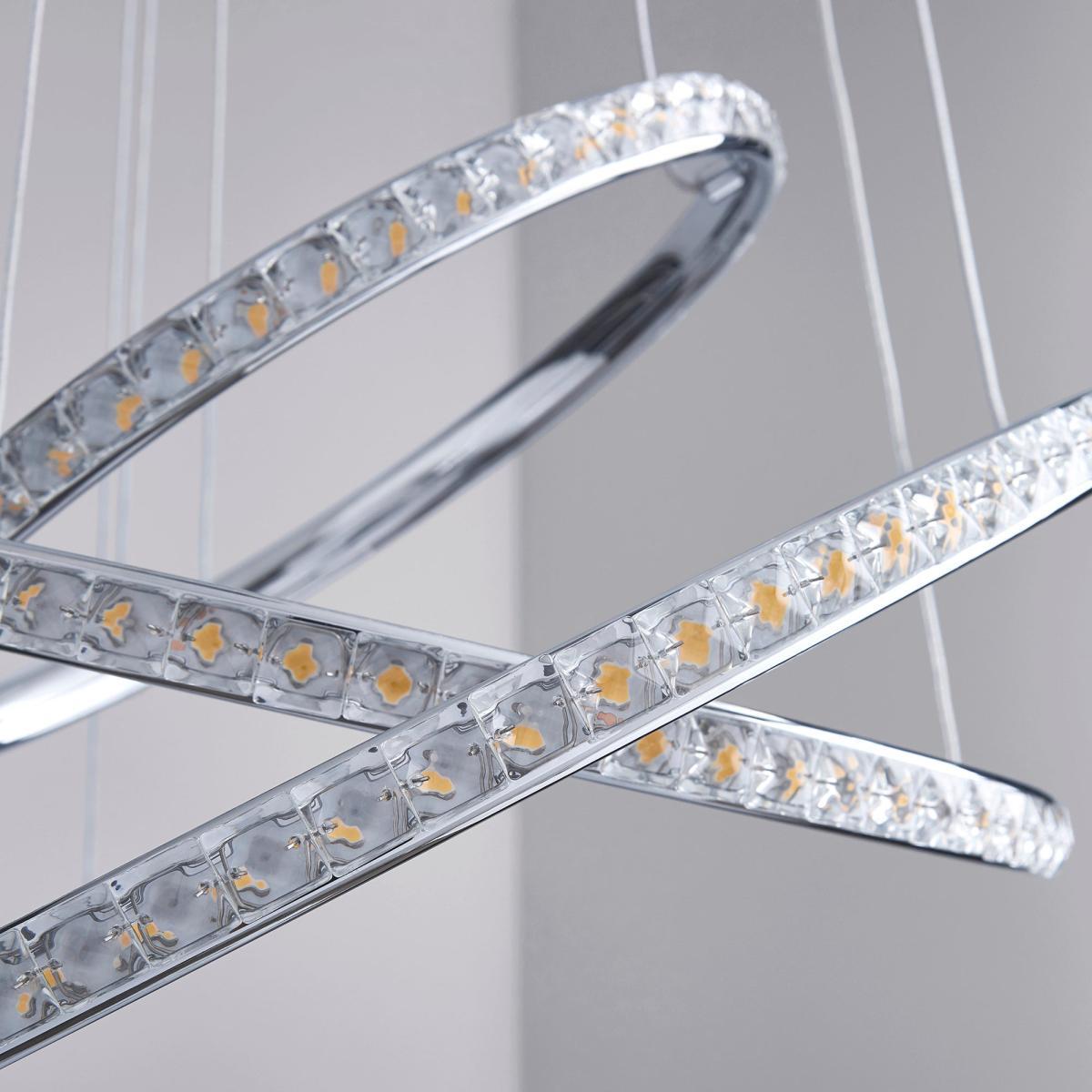 Cali 3 Light Integrated LED Hoop Crystal Ceiling Fitting Chrome – image 3