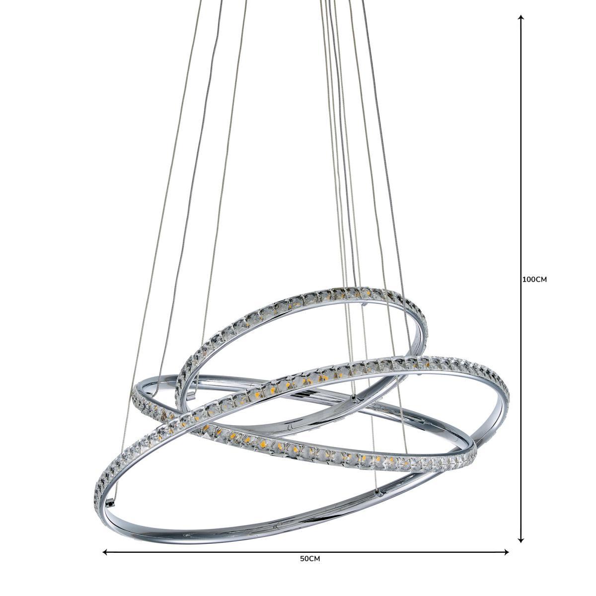 Cali 3 Light Integrated LED Hoop Crystal Ceiling Fitting Chrome – image 6