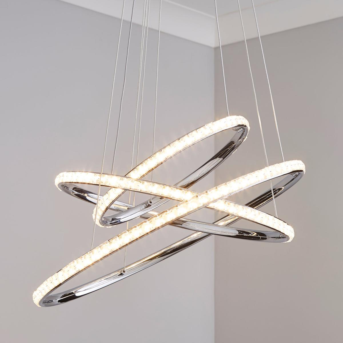 Cali 3 Light Integrated LED Hoop Crystal Ceiling Fitting Chrome – image 1