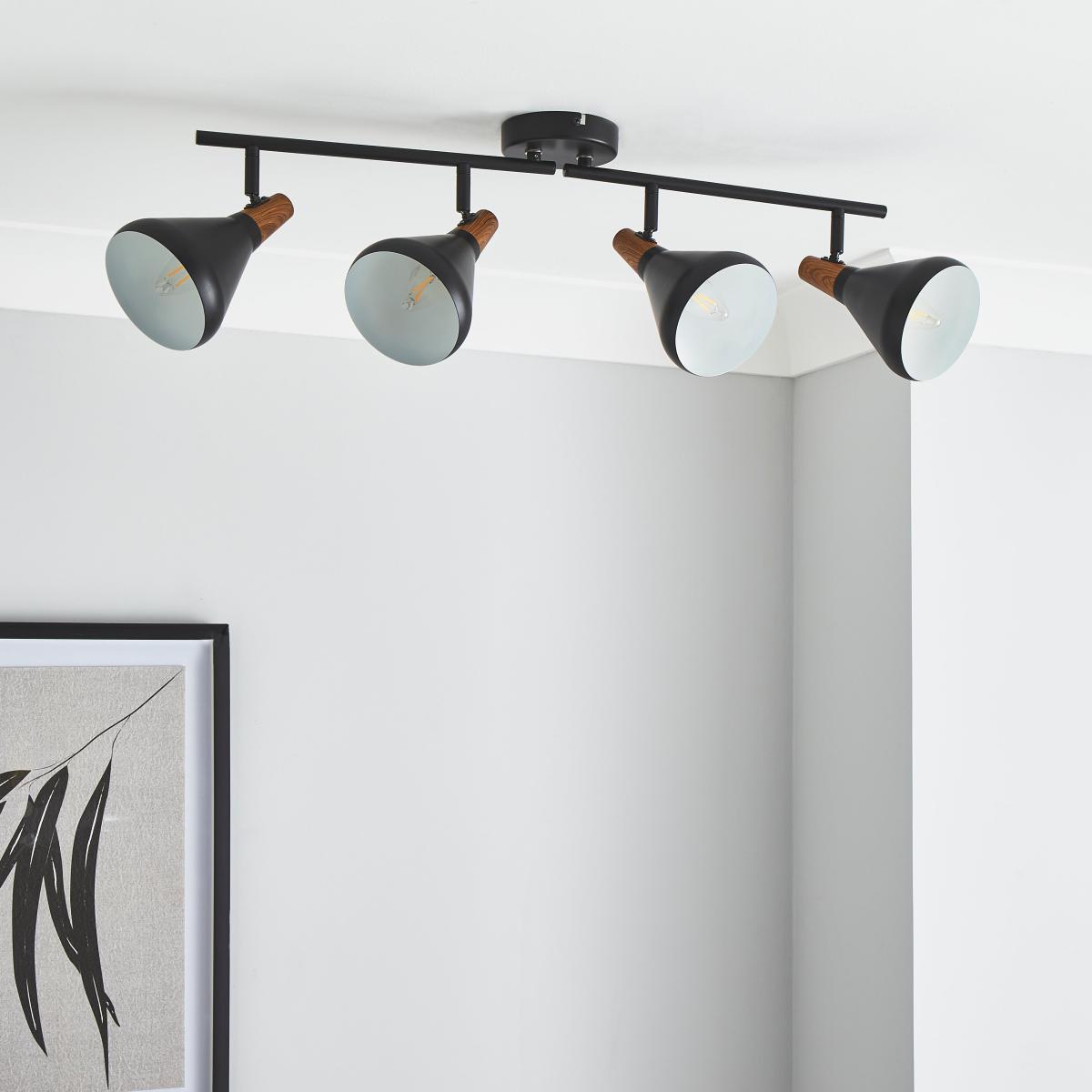 Elements Wolston 4 Light Spotlight Bar Black – image 2