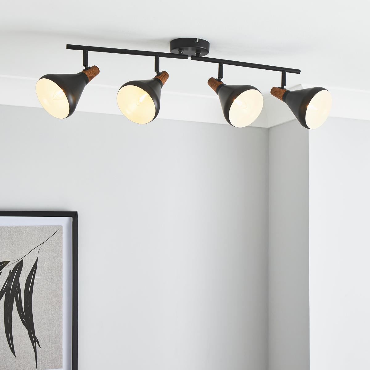 Elements Wolston 4 Light Spotlight Bar Black – image 1
